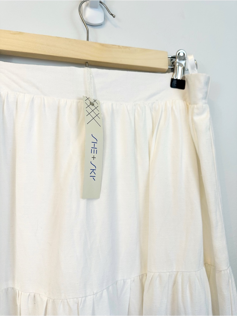 NWT She + Sky Tiered White Maxi Skirt - Women's Soft Beachy Boho - Picture 5 of 7